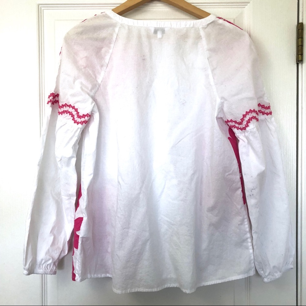 Crown & Ivy 100% Cotton White & Pink Tassel Blouse - Picture 7 of 8